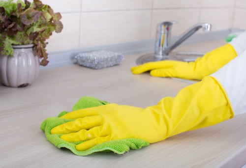 Professional office cleaners maintaining a neat workspace in SE5