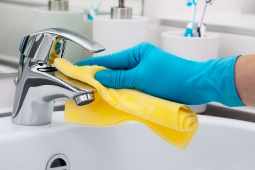 Technician handling carpet cleaning tasks with careful manual handling