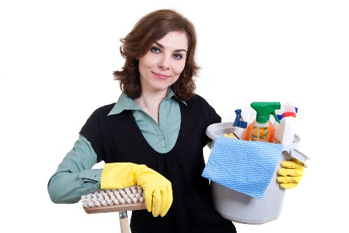 Safety-focused carpet cleaning process with floor protection and careful setup